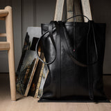 Poet Leather Tote Bag . Coal