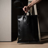 Poet Leather Tote Bag . Coal