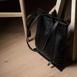 Poet Leather Tote Bag . Coal