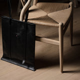 Poet Leather Tote Bag . Coal