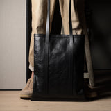 Poet Leather Tote Bag . Coal