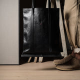 Poet Leather Tote Bag . Coal