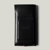 Black leather iphone case on a light gray background