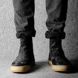 Chelsea Sneaker Boots . Off Black Suede